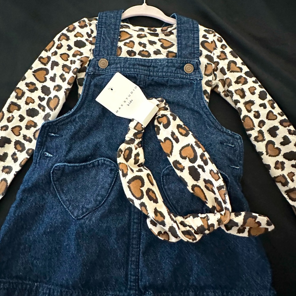 Excellent pre owned condition Max Studio Kids denim overall dress.